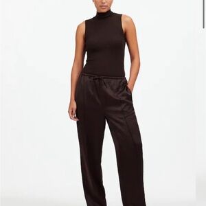MADEWELL Pintucked Slim Pull - on Pants in Satin